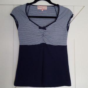 COPY - Ladies Navy and White Stripe Cotton Top